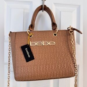 NWT Bebe Brown Celia Embossed Top Handle Crossbody Bag - Vegan Leather